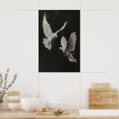 Witte Duiven Kunst Printbare, Vrede Kunst, Donker Poster (Keuken)