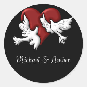 Witte duiven met rode hart Stickers