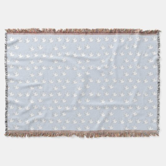 Witte duiven op bleek blauw deken (Voorkant)