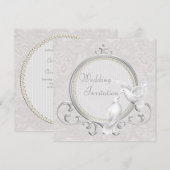 Witte Duiven & Paisley Kant Bruiloft Uitnodiging (Voorkant / Achterkant)