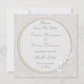 Witte Duiven & Parels Paisley Kant Save The Date (Achterkant)