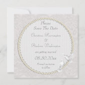 Witte Duiven & Parels Paisley Kantelwerk Save The Date (Achterkant)