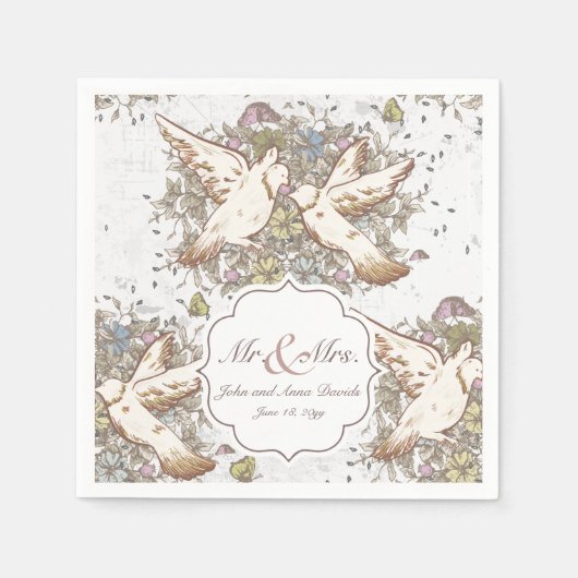 Witte Duiven Patroon Trouwservetten Servet (Voorkant)