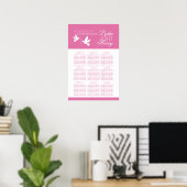 Witte duiven roze trouwtafel plan 1-9 poster (Thuiskantoor)
