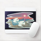 Witte duiven vliegen muismat (Met muis)