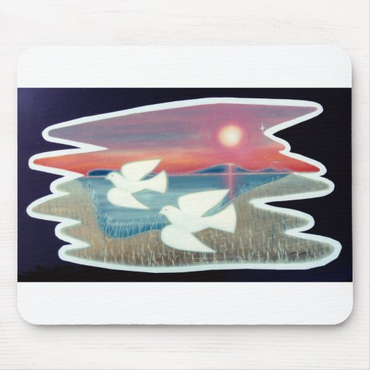 Witte duiven vliegen muismat (Voorkant)