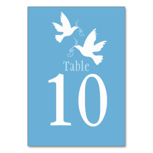 Witte duiven vogel bruiloft blauw event tafel numm kaart