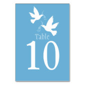 Witte duiven vogel bruiloft blauw event tafel numm kaart (Voorkant)
