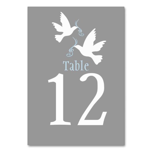 Witte duiven vogel bruiloft grijs event tafel numm kaart (Voorkant)