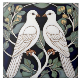 Witte duiven vogels Art Nouveau duif vogel art dec Tegeltje