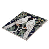 Witte duiven vogels Art Nouveau duif vogel art dec Tegeltje (Zijkant)