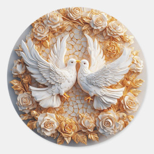 Witte Duiven voor Elegante Cadeaus & Decoratie Ronde Sticker