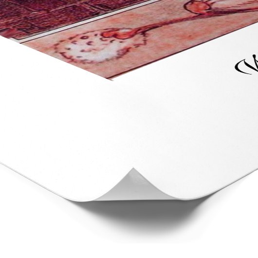 WITTE DUIVEN VOOR HET RAAM, anique rood roze Poster (Hoek)