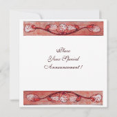 WITTE DUIVEN VOOR HET RAAM, monogram rood Kaart (Achterkant)