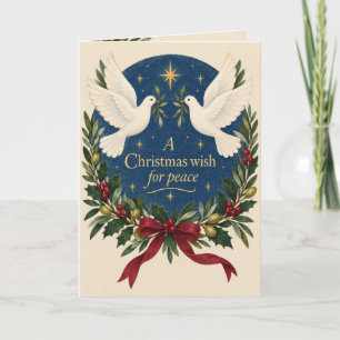 Witte Duiven Vreedzame Kerstkaart Kaart