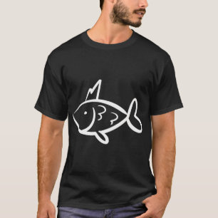 Witte Dwaas Vis Lijn Kunst, Koninklijke Vis Doodle T-shirt