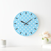 Witte dwarssteken op babyblauw grote klok (Huis)