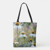 Witte Echinacea Coneflower Tote Bag (Achterkant)