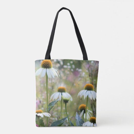 Witte Echinacea Coneflower Tote Bag (Achterkant)