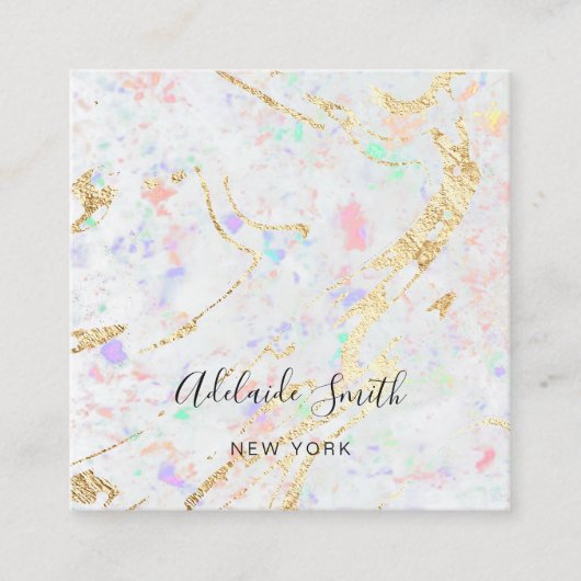 Witte edelsteen textuur achtergrond vierkante visitekaartje (Voorkant)