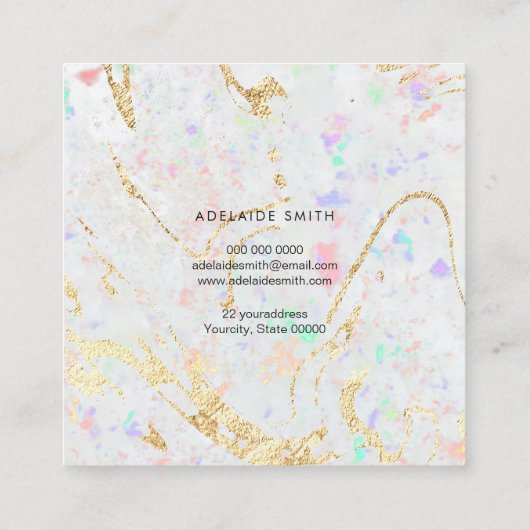 Witte edelsteen textuur achtergrond vierkante visitekaartje (Achterkant)