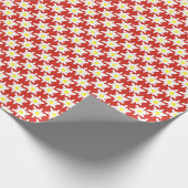 Witte Edelweiss Bloemen Patroon in Rood Cadeaupapier (Hoek)