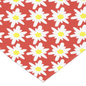 Witte Edelweiss Bloemen Patroon in Rood Korte Tafelloper (Hoek)