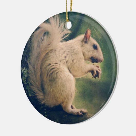 Witte eekhoorn keramisch ornament (Links)