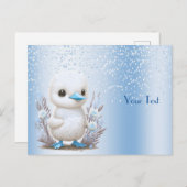 Witte Eend Blauw Bloem Motief Ansichtkaart Briefkaart (Voorkant / Achterkant)