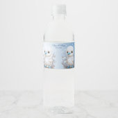Witte Eend Blauw Bloemen Water Flesje Label Waterfles Etiket (Voorkant)
