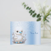 Witte Eend Blauwe Bloem Postkaart (Staand voorkant)