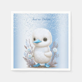 Witte eend blauwe bloemetjesservetten servet