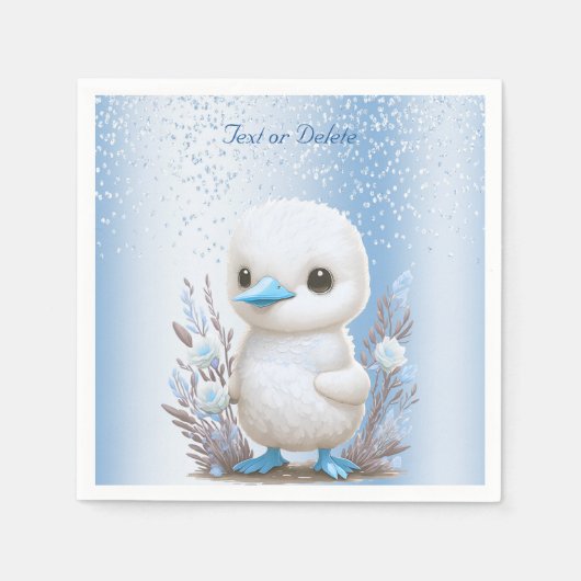 Witte eend blauwe bloemetjesservetten servet (Voorkant)