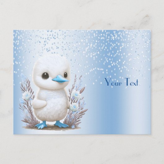 Witte Eend Blauwe Bloemkaart Briefkaart (Voorkant)