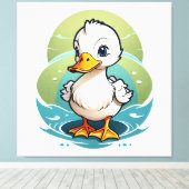 witte eend canvas afdruk (Insitu (Houten vloer))