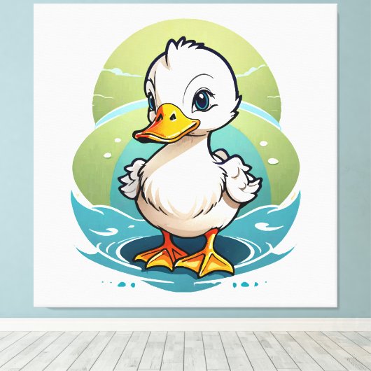witte eend canvas afdruk (Insitu (Houten vloer))