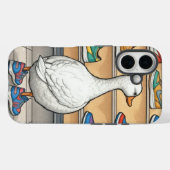 Witte eend die etalages bekijkt voor sneakers Case-Mate iPhone case (Achterkant (horizontaal))