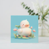Witte Eend in 3D Klei Stijl Bloem Vijver Ansichtka (Staand voorkant)