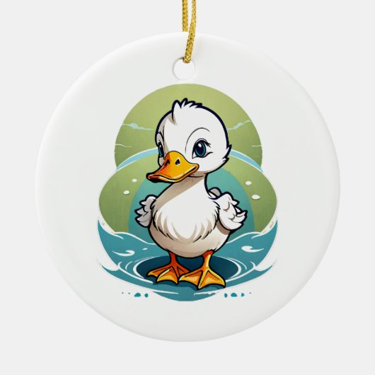 witte-eend keramisch ornament (Voorkant)