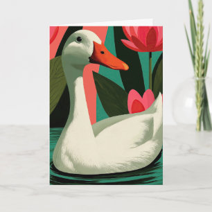 Witte Eend Lotusvijver Botanische Kunst Kaart