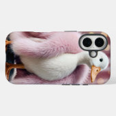 Witte eend met een roze bontjas Case-Mate iPhone case (Achterkant (horizontaal))