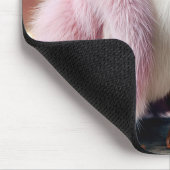 Witte eend met een roze bontjas muismat (Hoek)