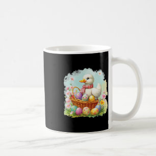 Witte eend op een boeket vol paaseieren; Pasen Koffiemok