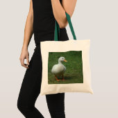 Witte eend op witte/groene zak tote bag (Voorkant (product))