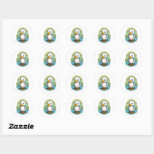 witte-eend ronde sticker (Vel)