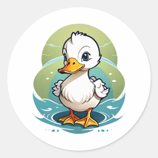 witte-eend ronde sticker (Voorkant)