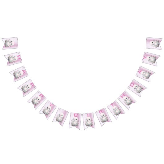 Witte Eend Roze Bloemen Bunting Vlag Vlaggetjes (Alle)