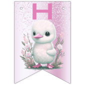 Witte Eend Roze Bloemen Bunting Vlag Vlaggetjes (Tweede vlag)