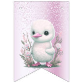 Witte Eend Roze Bloemen Bunting Vlag Vlaggetjes (Eerste vlag)