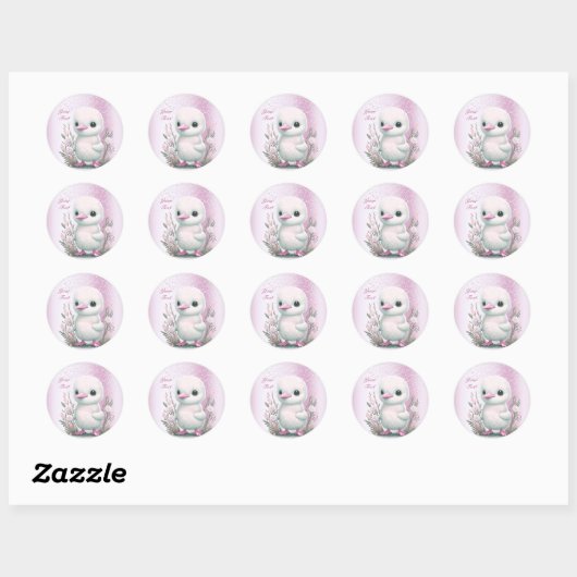 Witte eend roze bloemige Sticker (Vel)